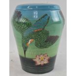 DENNIS CHINAWORKS; a large limited edition 'Kingfisher' pattern jar with cover designed by Sally