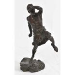 AFTER FRANZ XAVIER BERGMAN; a small bronze figure of an African warrior, height 15cm.