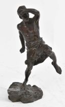 AFTER FRANZ XAVIER BERGMAN; a small bronze figure of an African warrior, height 15cm.