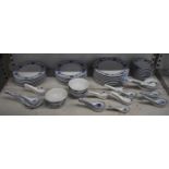 A quantity of modern Chinese blue and white dinnerware, comprising seven large plates, fourteen