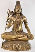 A large Indian brass statue of Shiva, height 57cm.