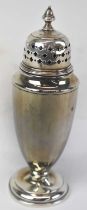 A Birmingham hallmarked silver pepperette with rubbed marks, height 15.5cm, approx. 2.6ozt/80g.