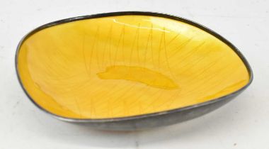 EIGIL JENSEN FOR ANTON MICHELSEN; a 1960s Danish sterling silver and yellow enamel dish, 18.5cm