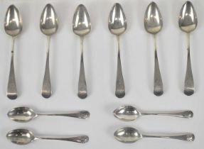 A set of six William IV hallmarked silver teaspoons, London 1831 and a set of four Edward VII