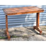 A Victorian walnut and crossbanded centre table with rounded rectangular top, 99 x 58cm.