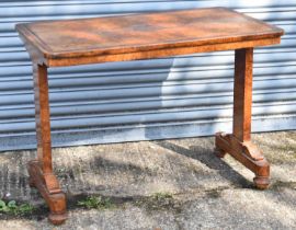 A Victorian walnut and crossbanded centre table with rounded rectangular top, 99 x 58cm.
