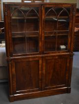 A 19th century mahogany bookcase with pair of glazed doors above pair of cupboard doors, width 113.