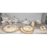 ROYAL DOULTON; a 'Canton' pattern part tea and dinner service comprising forty cups, teapot,