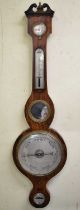 A 19th century rosewood banjo barometer/thermometer, height 96cm.