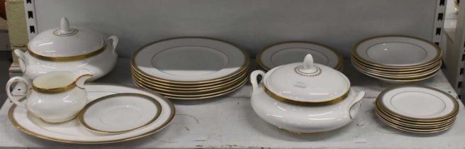 ROYAL DOULTON; a 'Clarendon' part dinner service, comprising one saucer, six side plates, six soup