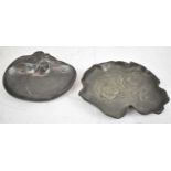 Two small pewter Art Nouveau dishes, largest width 16cm (2).