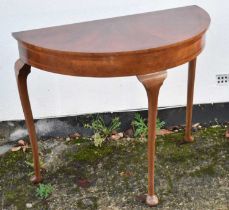 A late 19th/early 20th century mahogany demi-lune side table, width 92cm.