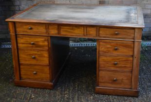 W & C WILKINSON OF 14 LUDGATE HILL; a good mid 19th century mahogany twin pedestal partner's desk,