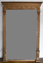 A 19th century gilt framed overmantel wall mirror, with swag decoration, 107 x 73.5cm.