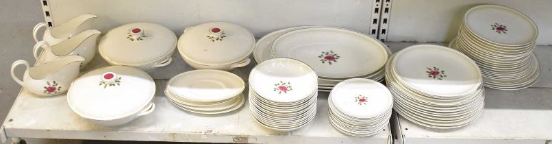 ROYAL DOULTON; a 'Sweetheart Rose' dinner service, comprising three sauce boats, three tureens, four