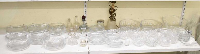 A quantity of cut and other glassware, to include large Art Glass bowl, twenty semi-circular glass
