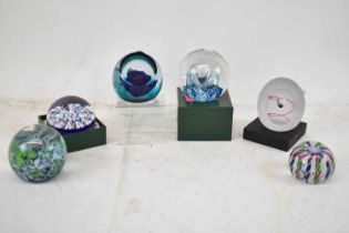 Six various glass paperweights including Caithness etc. (6).