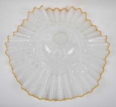 ATTRIBUTED TO CHRISTOPHER WRAY; a white and yellow glass circular light shade, diameter 52cm.