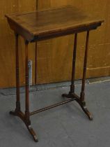 A 19th century rosewood side table, with lift-out lid enclosing secret compartment, 48 x 35.5cm.
