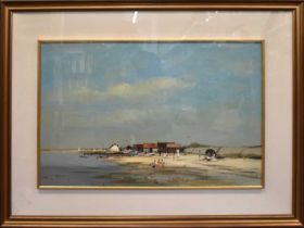 † ROY PETLEY (born 1950); oil on board, 'Walrus Wick Beach', signed, titled verso, 50 x 76cm, framed