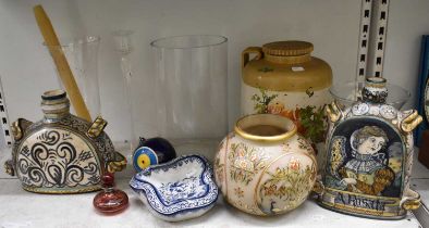 A small quantity of sundry items, to include two large glass vases, glass candlestick, stoneware