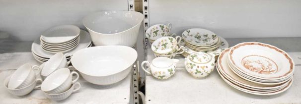 PORSGRUND; a part tea and dinner service comprising large bowl, smaller bowl, six tea cups, six