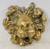 A 19th century gilt bronze wall mount modelled as a cherub blowing from its mouth. Condition Report:
