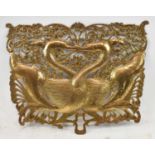 An Arts & Crafts/Art Nouveau pierced brass panel, 24 x 30.5cm.