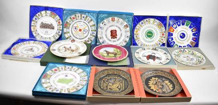 A group of seven cricket related collectors' plates and four relating to horses.