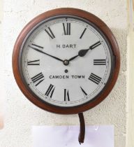 H. DART OF CAMDEN TOWN; a 19th century mahogany cased wall clock, the painted dial set with Roman