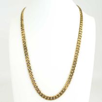 A 9ct gold flat curb necklace, length 51cm, approx 29g.