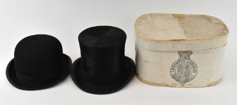 CHRISTYS' LONDON; a black gentleman's top hat, in original Christys' London hat box, approx 15.5 x