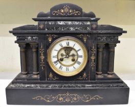 BENETFINK & CO, London; a Victorian slate mantel clock, the enamel dial set with Roman numerals,