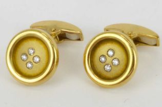 A pair of gentleman's 18ct yellow gold cufflinks in the form of buttons, each inset with four tiny