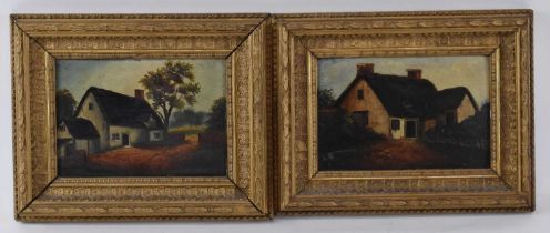 UNATTRIBUTED; pair of early 20th century English School oils on board, rural scenes, both 12.5 x