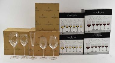 DARTINGTON CRYSTAL; two cased sets of six Dartington crystal wine glasses, two sets of six