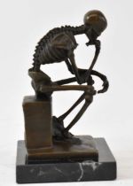 † MILO (MIGUEL FERNANDEZ LOPEZ) (born 1955); small bronze figure of a seated skeleton on plinth