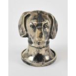 A modern hallmarked silver vesta case modelled as a dog's head, with hinged lid, London 1979, height