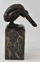 † MILO (MIGUEL FERNANDEZ LOPEZ) (born 1955); bronze sculpture, 'The Diver', on substantial marble