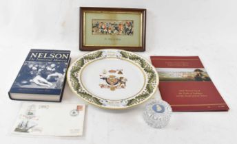 NELSON INTEREST; a group of Nelson related collectors' items including The Trafalgar Stamp