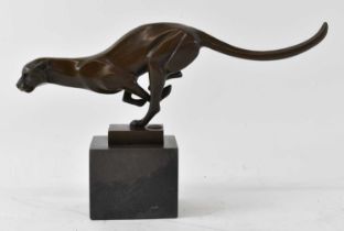 A French Art Deco bronze of a running panther, length approx 31cm, height 19cm. Condition Report: