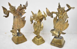 Three late 19th century Indian brass figures of Shiva, the largest approx. 25cm.