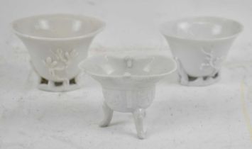 A group of three 17th century Chinese Dehua libation cups, the largest 6.5cm (3).