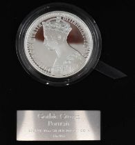 ROYAL MINT; a ten ounce silver Gothic Crown Portrait coin in original presentation box.