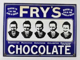 A reproduction tin advertising sign for Fry's Chocolate, 37.5 x 51cm.