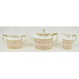 ROYAL CROWN DERBY; a 'Billingsley Rose' three piece tea service.