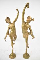 AFTER GIAMBOLOGNA; a pair of gilt bronze figures Mercury and Fortuna, one marked Sobre, the other