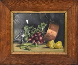 UNATTRIBUTED; oil on board, still life of fruit, indistinctly signed 'A W, 94' upper left, 24.5 x