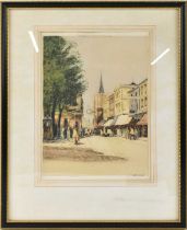 WILLIAM TATTON WINTER (1855-1928); late 19th century etching, 'St George's Street, Canterbury',