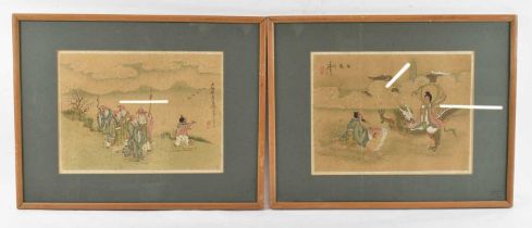 A pair of 19th century Chinese watercolours, each signed and with red seal mark, 22.5 x 30cm, framed